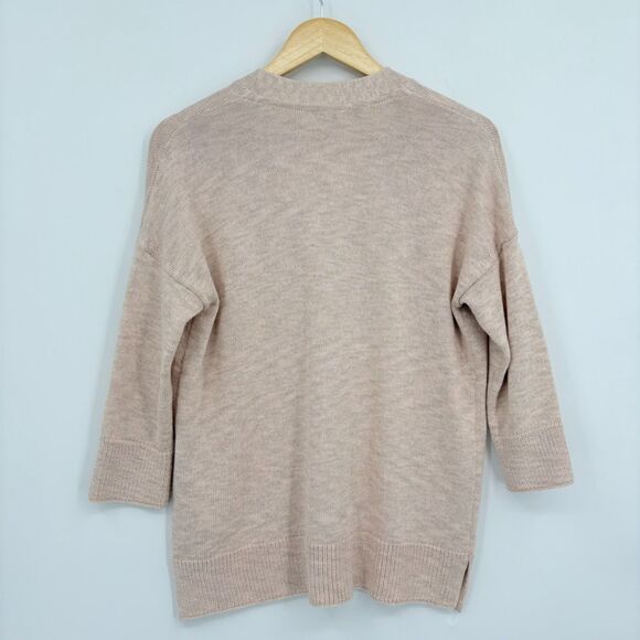 J. Jill purejill Single Button Cardigan in Tan/Pink, Size XS, 3/4 Sleeve, V-Neck - Picture 2 of 10